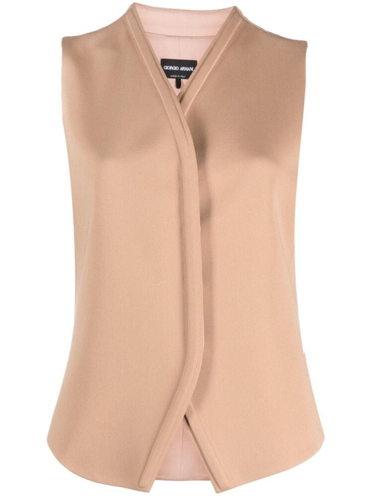 Giorgio Armani concealed-fastening silk waistcoat - Neutrals Cover