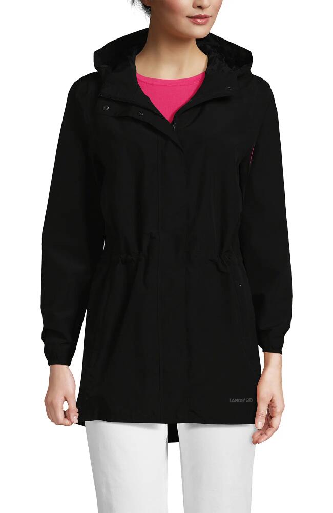 Lands' End Waterproof Hooded Packable Raincoat in Black Cover