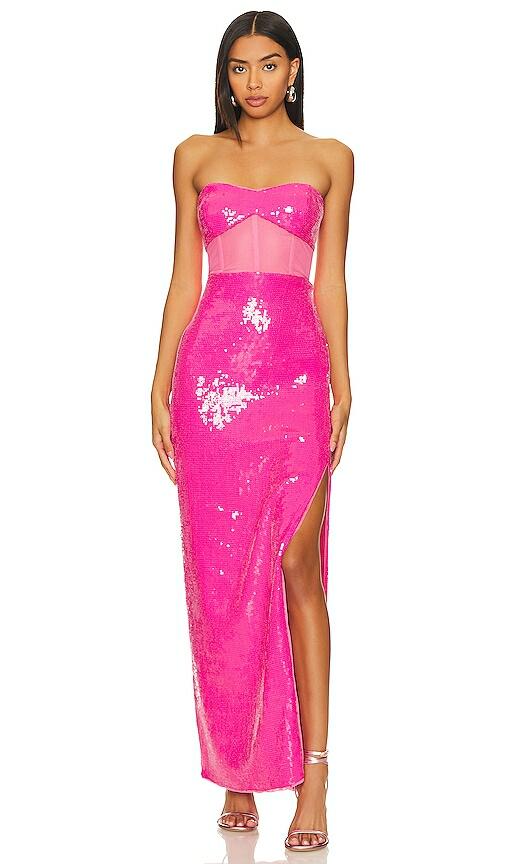 BCBGMAXAZRIA Long Evening Dress in Fuchsia Cover