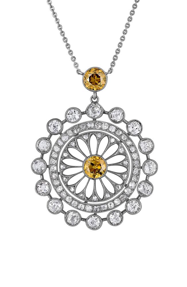 Mindi Mond Reconceived Edwardian Filigree Diamond Pendant Necklace in White Gold/Platinum/Diamond Cover