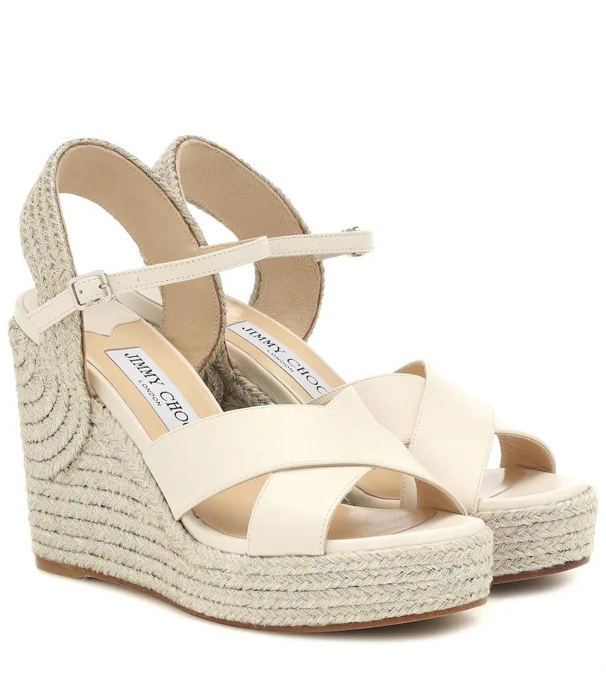 Jimmy Choo Dellena 100 leather-trimmed espadrilles Cover