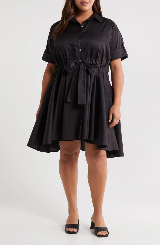 HARSHMAN Meadow Drawstring Waist Shirtdress in Black Cover