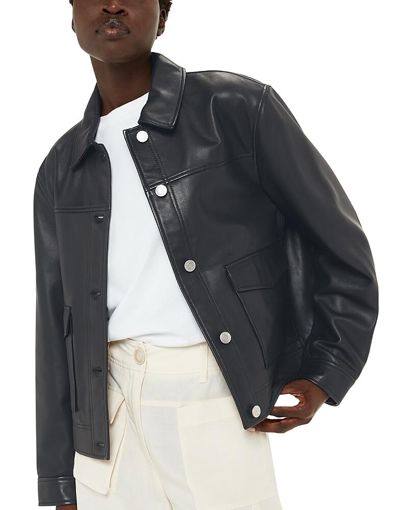 Whistles Leather Collared Overshirt Cover