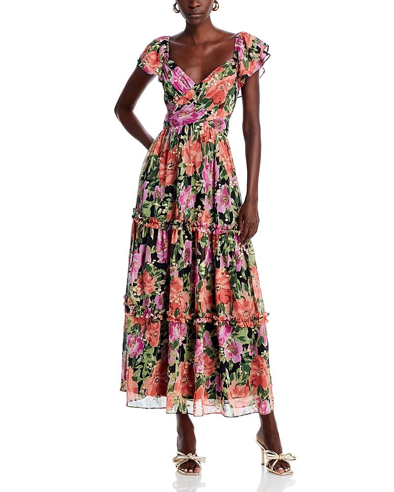 Aqua Embroidered Floral Maxi Dress - Exclusive Cover