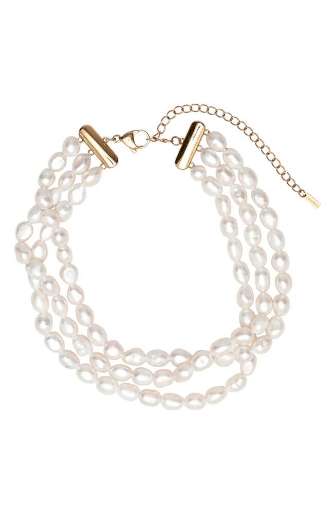 st. Moran Freshwater Pearl Triple Strand Necklace in White Cover