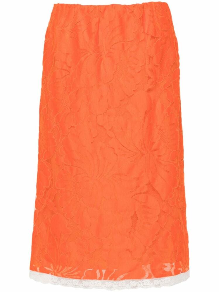 Nº21 floral-appliqué midi skirt - Orange Cover