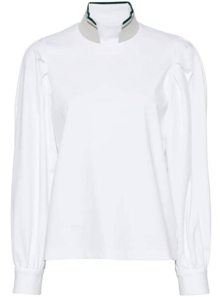 Kolor contrast collar mock neck blouse - White Cover