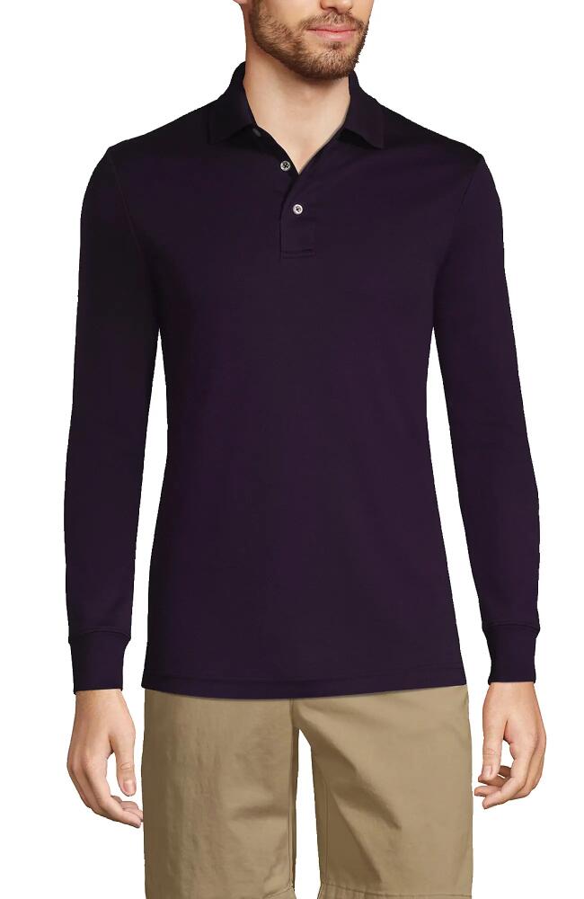 Lands' End Long Sleeve Cotton Supima Polo Shirt in Blackberry Cover