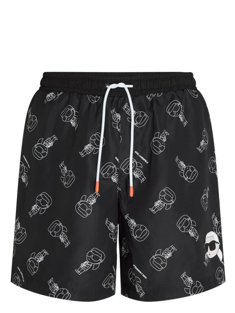 Karl Lagerfeld Ikonik logo-print swim shorts - Black Cover