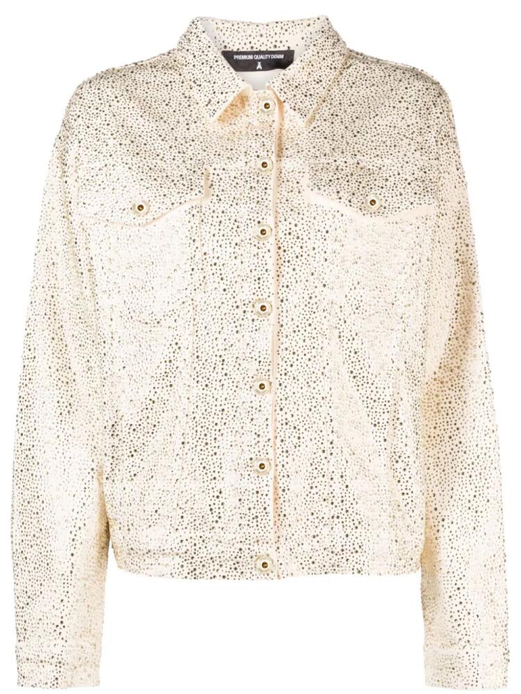 Patrizia Pepe crystal-embellished denim jacket - Neutrals Cover