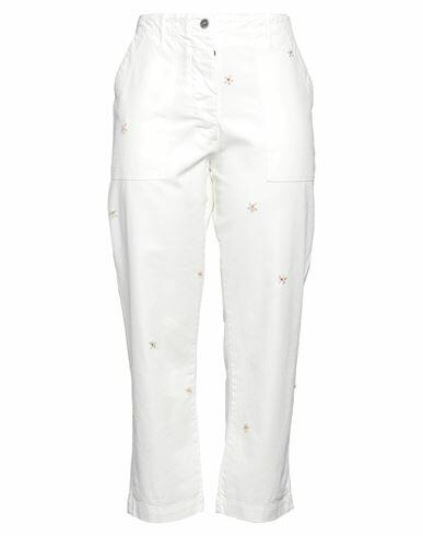 Front Street 8 Woman Pants Ivory Cotton Cover