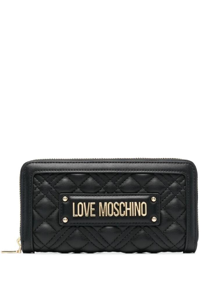 Love Moschino quilted logo-plaque purse - Black Cover