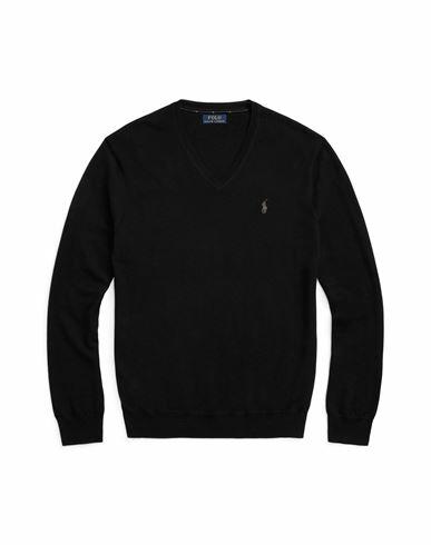 Polo Ralph Lauren Slim Fit Washable Wool V-neck Sweater Man Sweater Black Merino Wool Cover