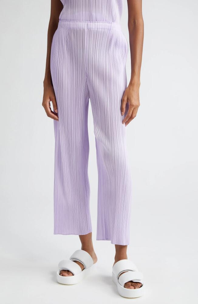 Pleats Please Issey Miyake Monthly Colors April Crop Wide Leg Pants in Purple Onion Cover