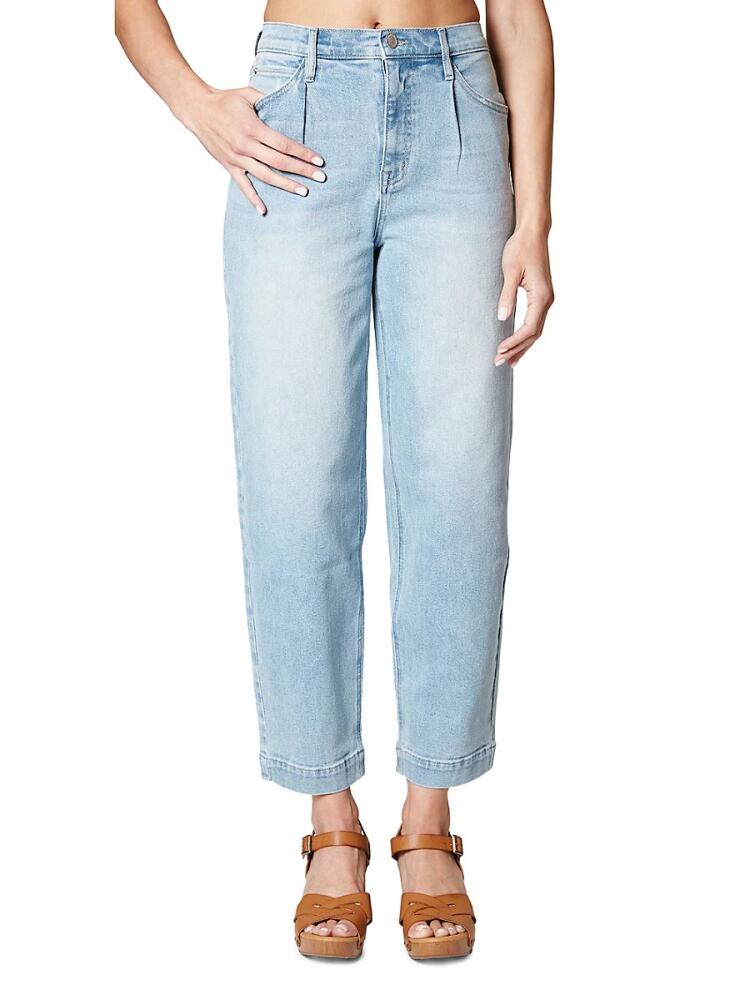 Women's Nicole Miller High Rise Taper Fit Pleated Jeans - Light Blue Cover