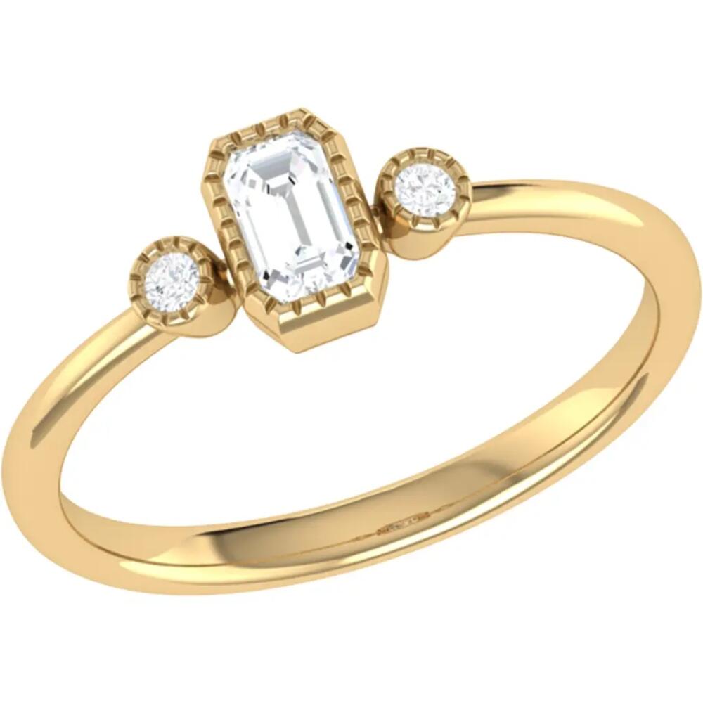 LuvMyJewelry Emerald Cut Natural Diamonds Birthstone Ring in 14K Gold in Yellow Gold Cover