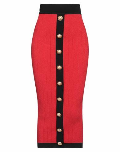 Balmain Woman Midi skirt Red Viscose, Polyester Cover