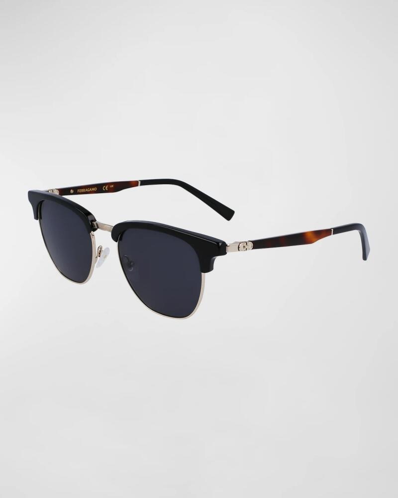 Ferragamo Men's Timeless Acetate-Metal Square Sunglasses Cover