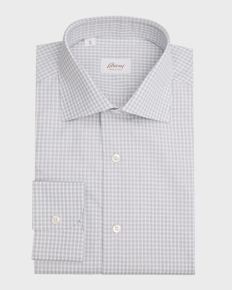 Brioni Men's Cotton Check Dress Shirt Cover