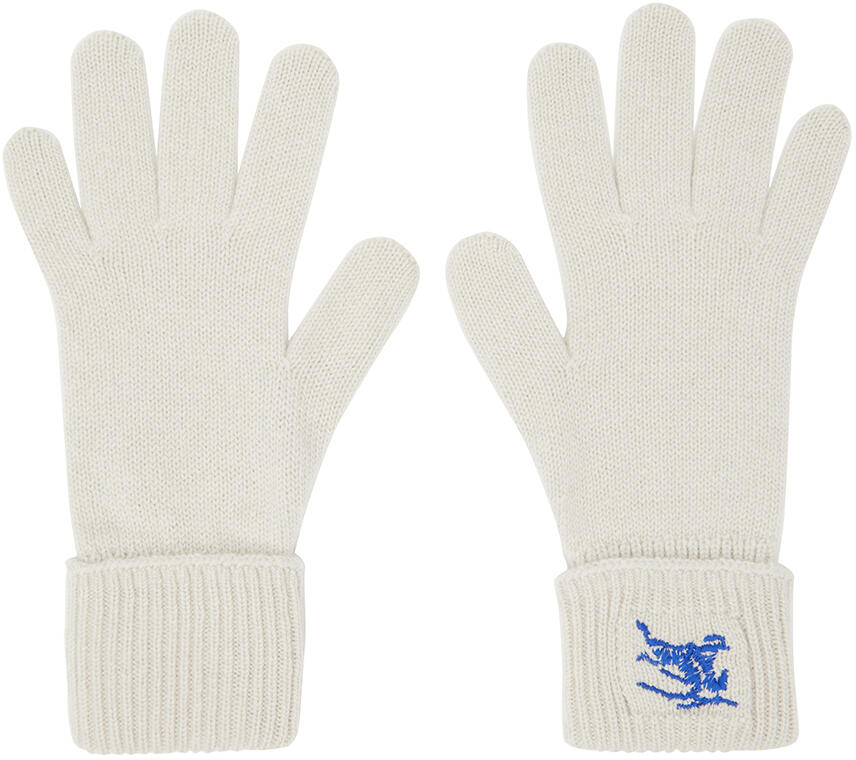 Burberry Off-White Logo-Embroidered Gloves Cover