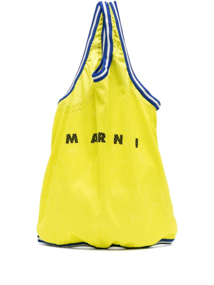 Marni logo-print perforated tote bag - Yellow Cover