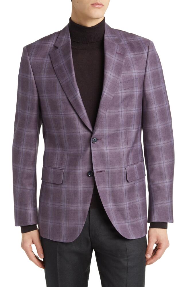 Peter Millar Tailored Fit Plaid Wool Sport Coat in Purple Cover