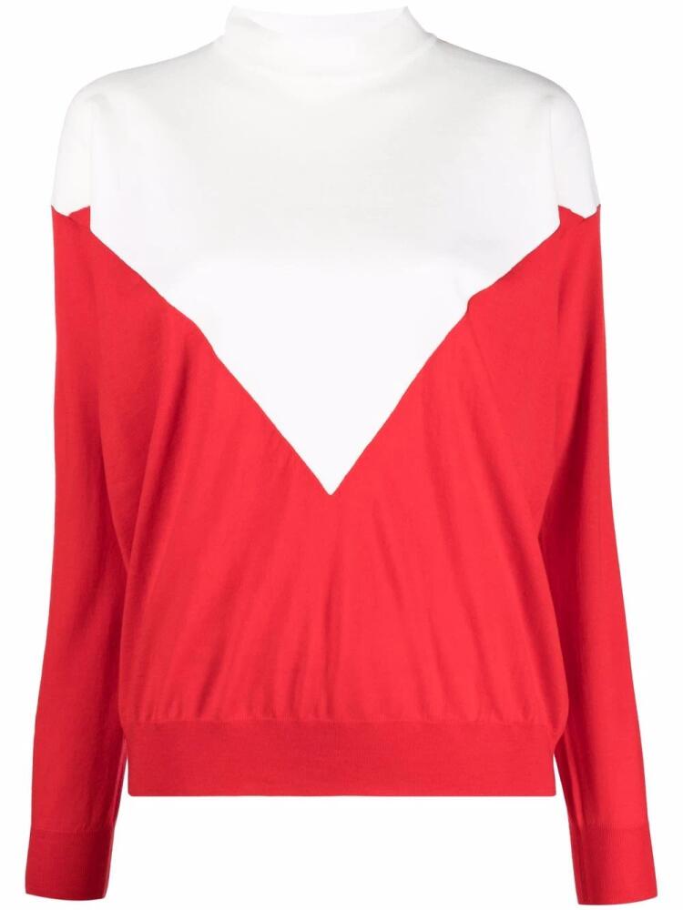 Plan C colour-block mock-neck jumper - Red Cover