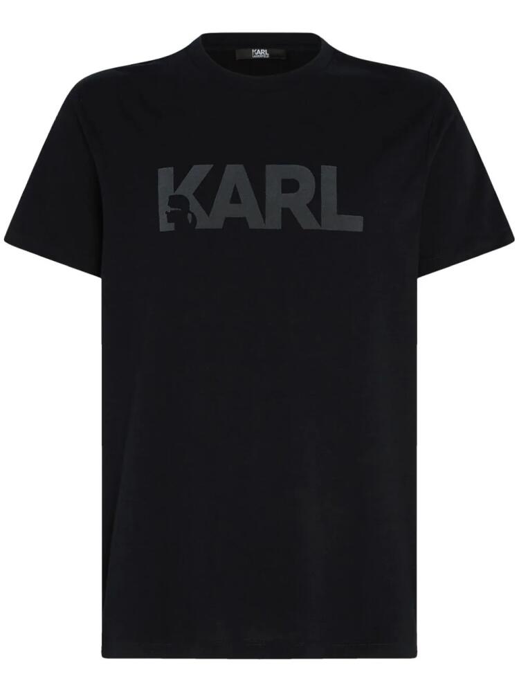 Karl Lagerfeld flocked-logo organic-cotton T-shirt - Black Cover