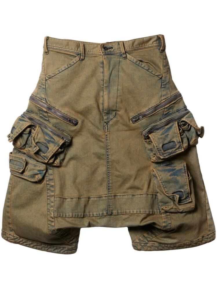 Julius drop-crotch denim cargo shorts - Brown Cover