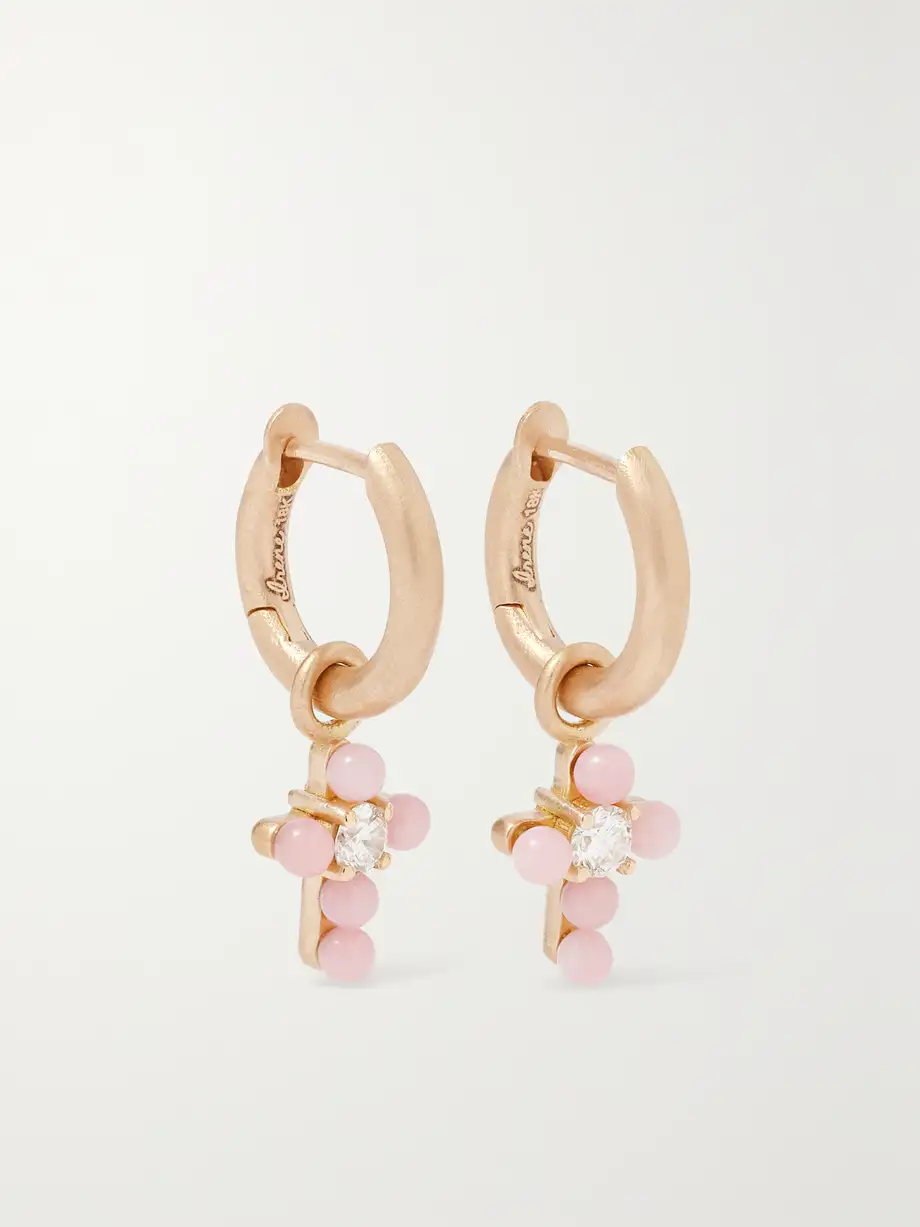 Irene Neuwirth - Gumball 18-karat Rose Gold, Opal And Diamond Hoop Earrings - One size Cover