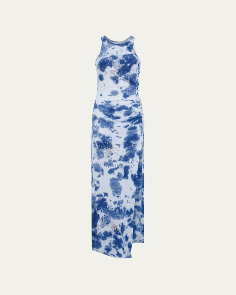 Des Phemmes Sleeveless Rhinestone Tie-Dye Maxi Dress Cover