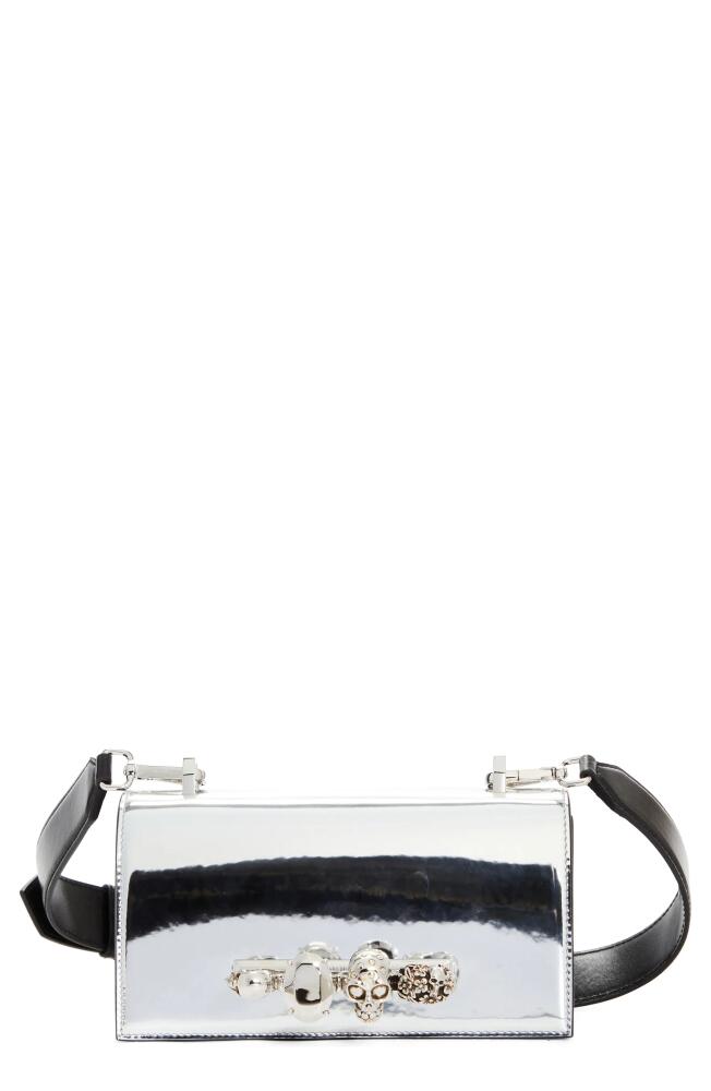 Alexander McQueen The Knuckle Metallic Satchel in Silver/Black Cover