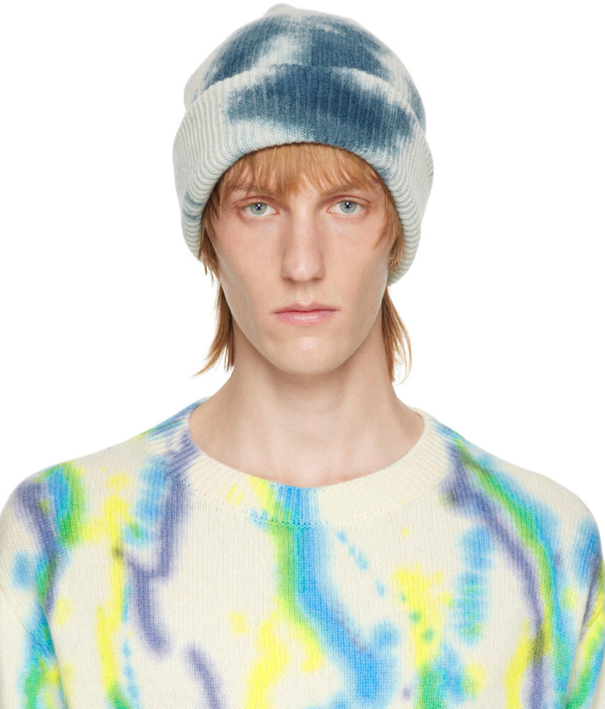 The Elder Statesman Off-White & Blue Hot Parker Beanie Cover