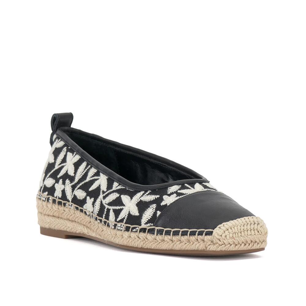 Vince Camuto Miheli Espadrille SlipOn | Women's | Black/Cream Floral Embroidery Cover