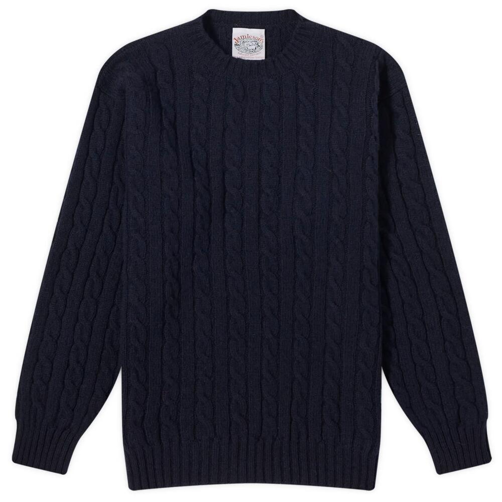 Jamieson's of Shetland Men's Cable Crew Knit in Dark Navy Cover