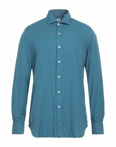 Finamore 1925 Man Shirt Pastel blue Cotton, Cashmere Cover