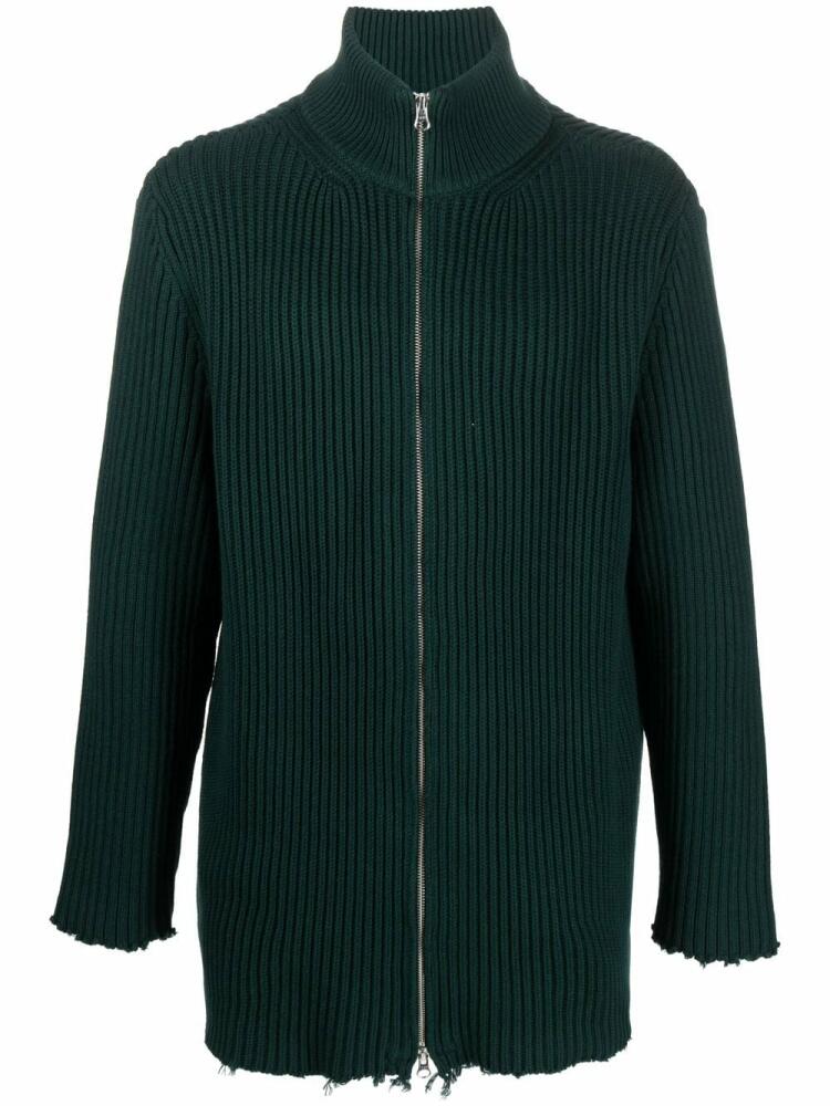 MM6 Maison Margiela distressed zip-up jumper - Green Cover