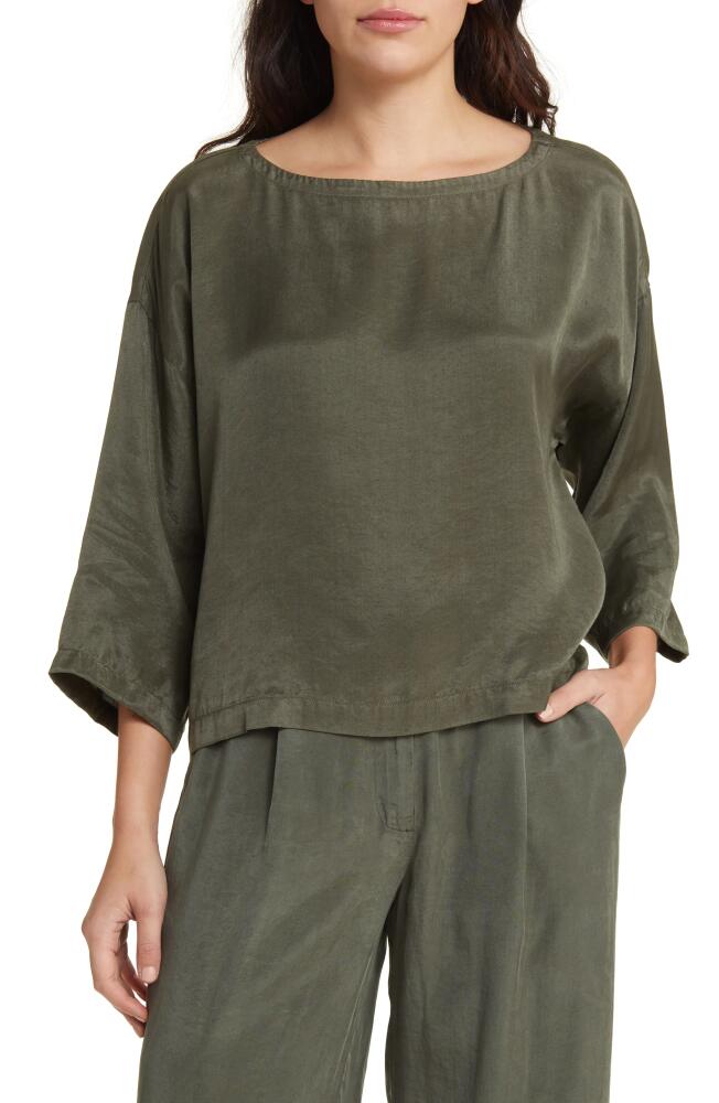 Eileen Fisher Boxy Bateau Neck Top in Grove Cover