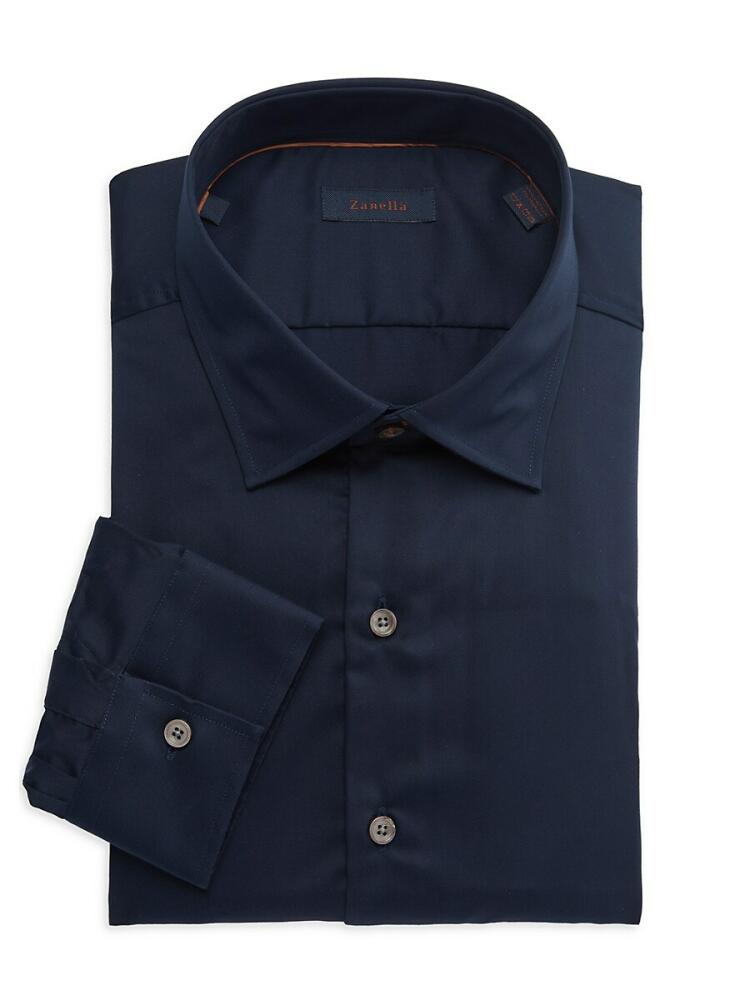 Zanella Men's Venezia Solid Dress Shirt - Navy Cover