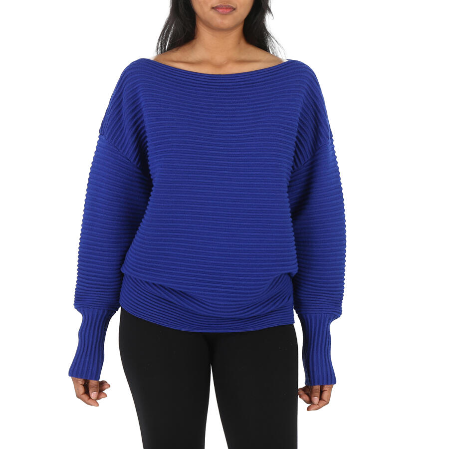 Victoria Beckham Ladies Sweaters Blue One Shoulder Sweater Cover