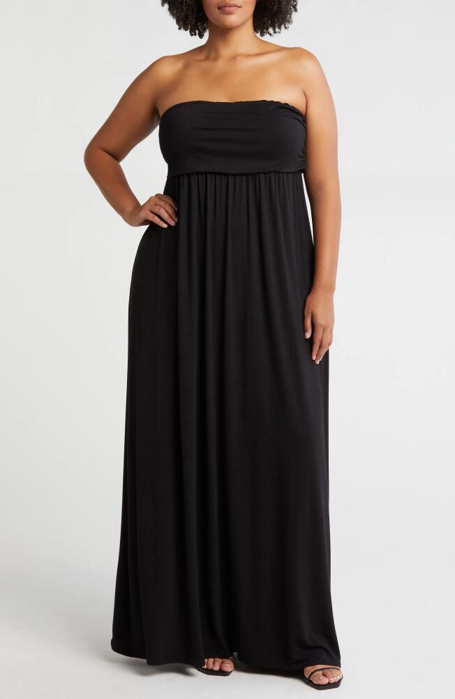 24seven Comfort Apparel Strapless Maxi Dress in Black Cover