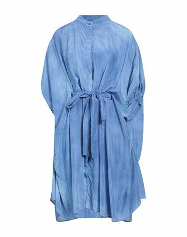 Dondup Woman Mini dress Blue Viscose, Modal, Silk Cover