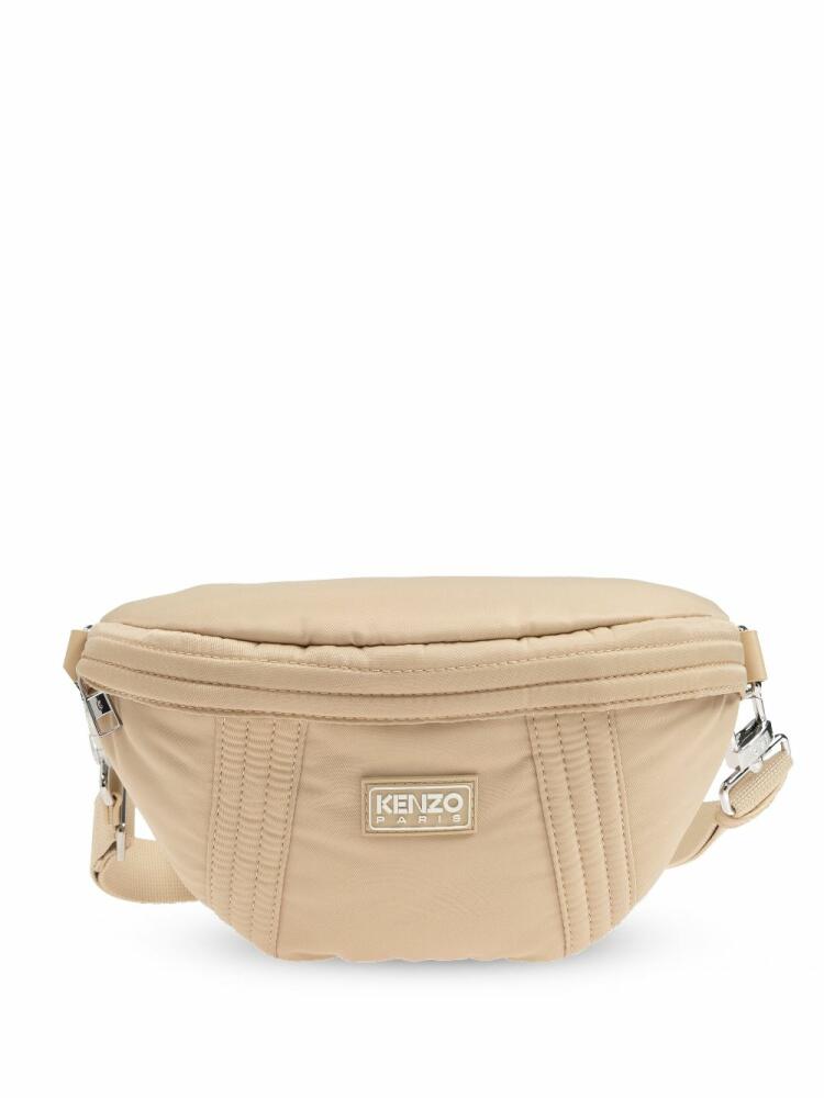 Kenzo logo-patch quilted belt bag - Neutrals Cover