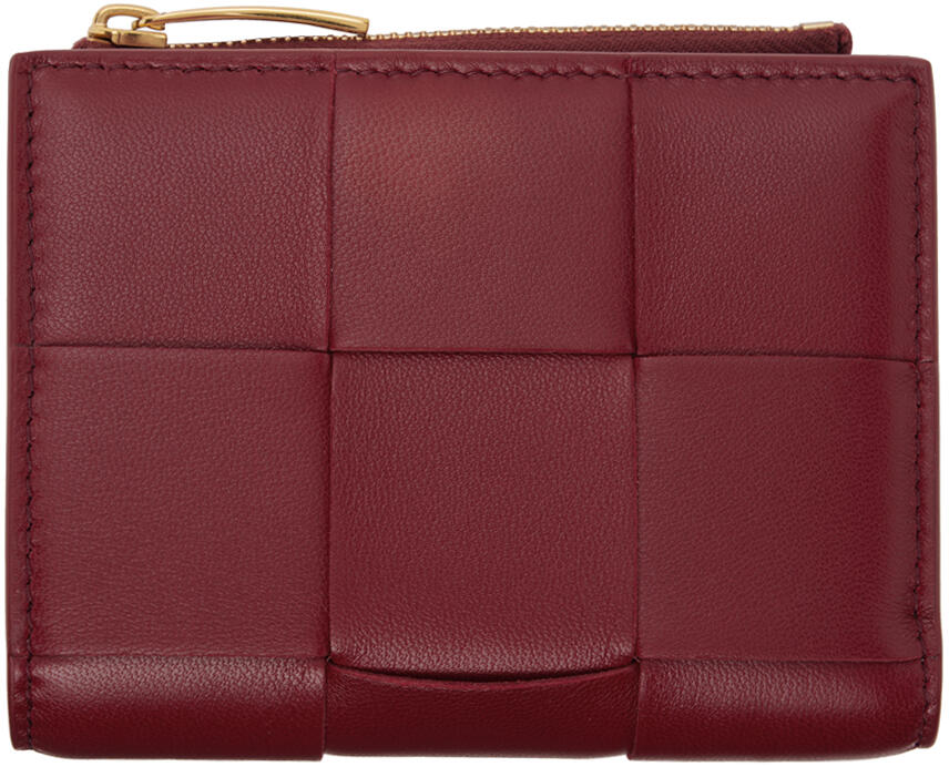 Bottega Veneta Red Small Cassette Bi-Fold Zip Wallet Cover