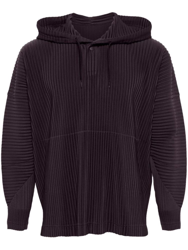 Homme Plissé Issey Miyake plissé drawstring hoodie - Purple Cover