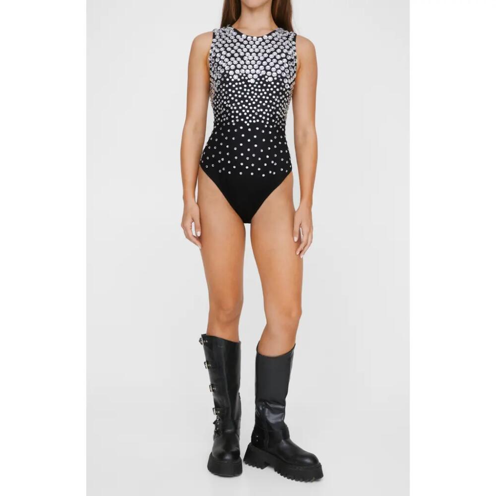 NASTY GAL Diamante Gradient Embellished Bodysuit in Black Cover