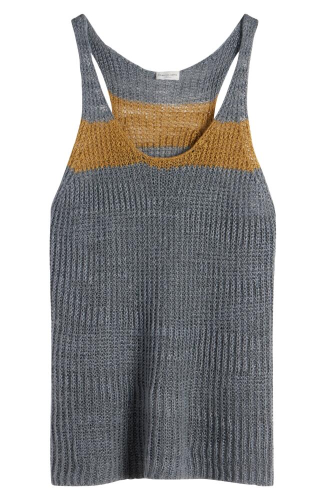 Dries Van Noten Milky Rib Linen Blend Tank Sweater in Grey Cover