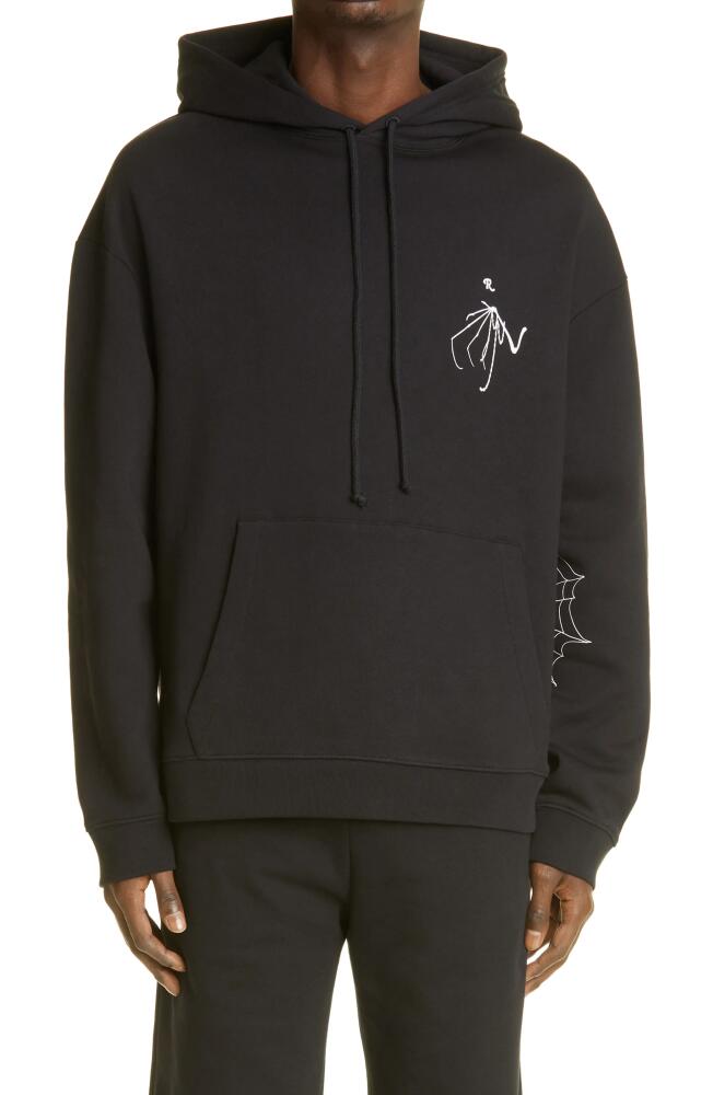 Raf Simons Gothic Print Cotton Hoodie in Black Cover