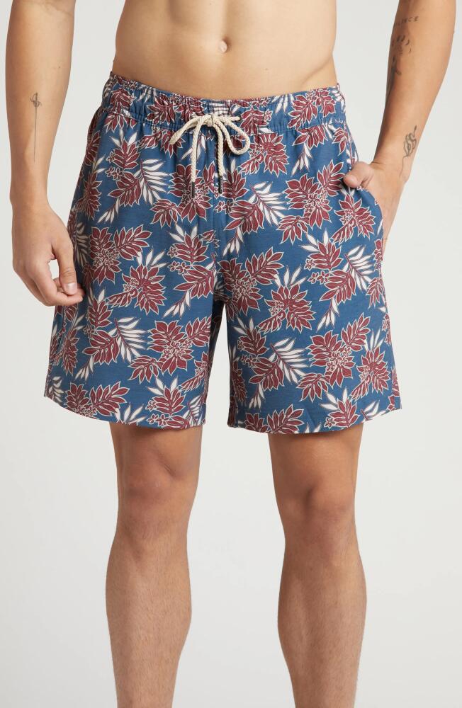 Fair Harbor The Bayberry Swim Trunks in Navy Crimson Leaves Cover