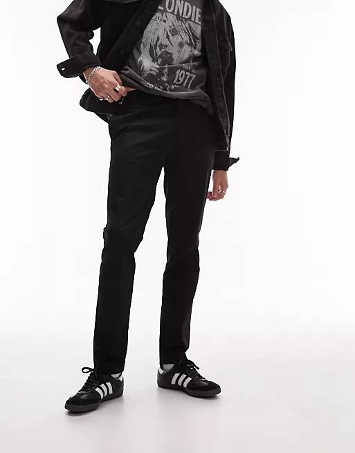 Topman smart slim chino pants in black Cover